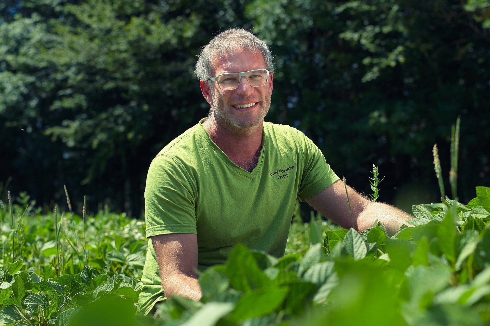 Biobauer Anton Neudecker im Maisfeld. Foto: Tilo Wondollek